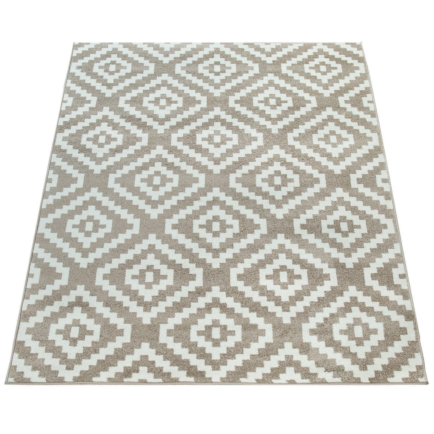 Area Rug Stella Moroccan Diamond Pattern - Pastel Beige White, lifestyle image - House Of Avana