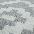 Area Rug Stella Moroccan Diamond Pattern - Pastel Grey White, back view - House Of Avana