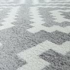 Area Rug Stella Moroccan Diamond Pattern - Pastel Grey White, side view - House Of Avana