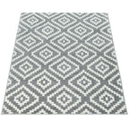 Area Rug Stella Moroccan Diamond Pattern - Pastel Grey White, lifestyle image - House Of Avana
