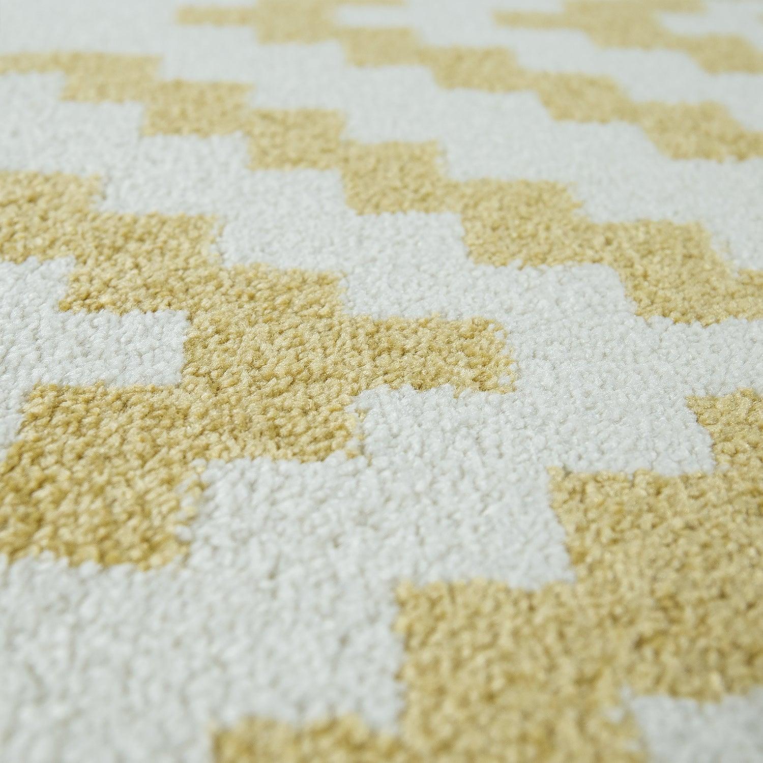 Area Rug Stella Moroccan Diamond Pattern - Pastel Yellow-white, back view - House Of Avana