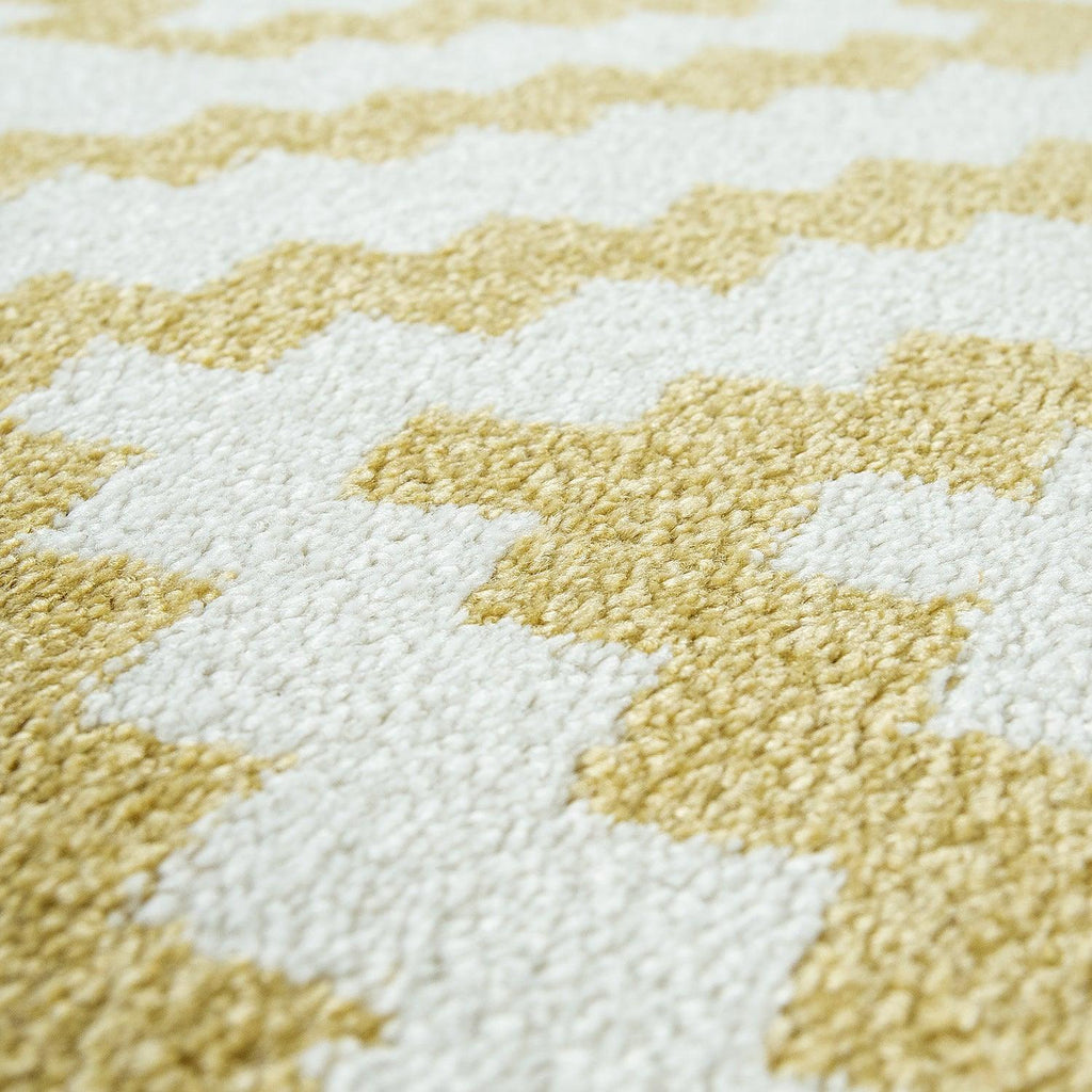Area Rug Stella Moroccan Diamond Pattern - Pastel Yellow-white, side view - House Of Avana