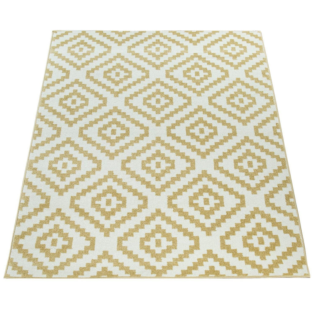 Area Rug Stella Moroccan Diamond Pattern - Pastel Yellow-white, lifestyle image - House Of Avana