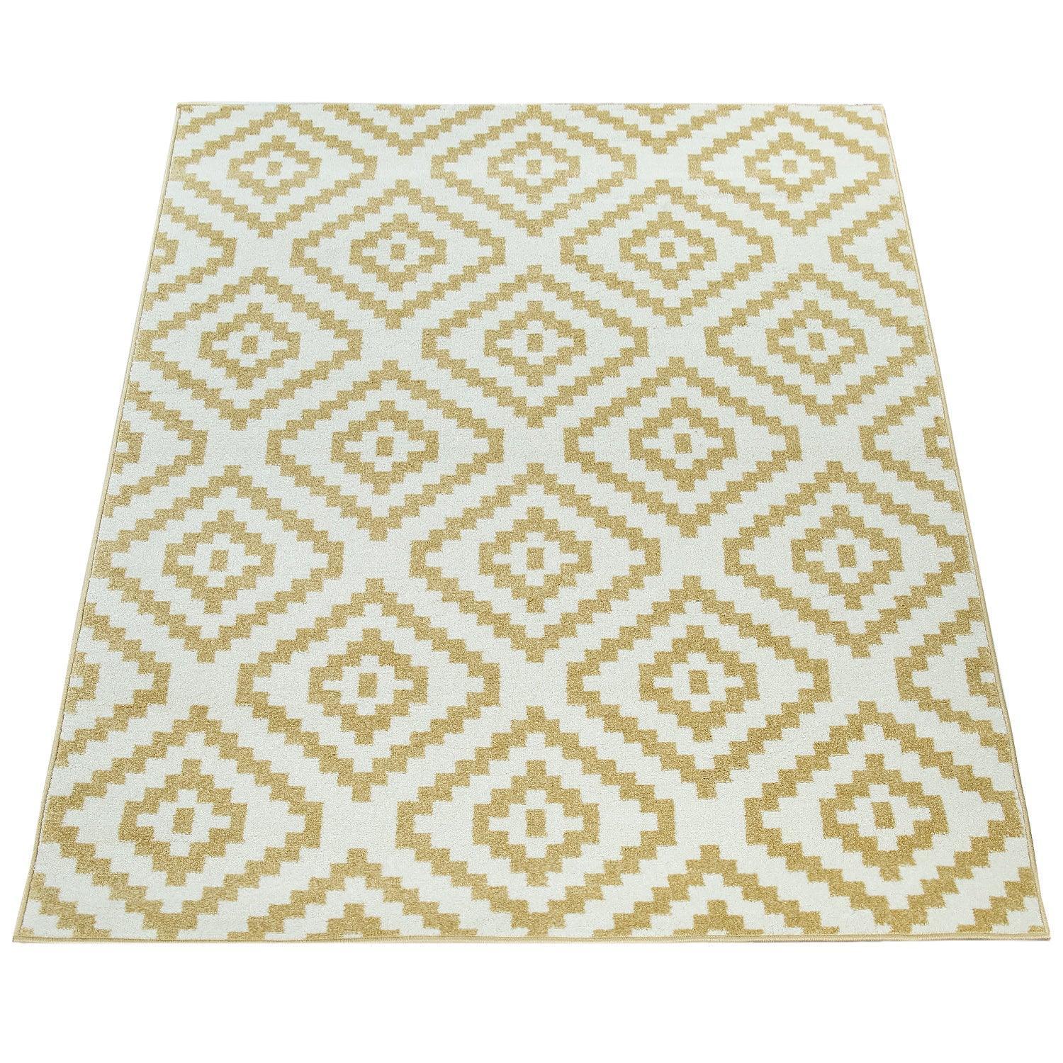 Area Rug Stella Moroccan Diamond Pattern - Pastel Yellow-white, lifestyle image - House Of Avana