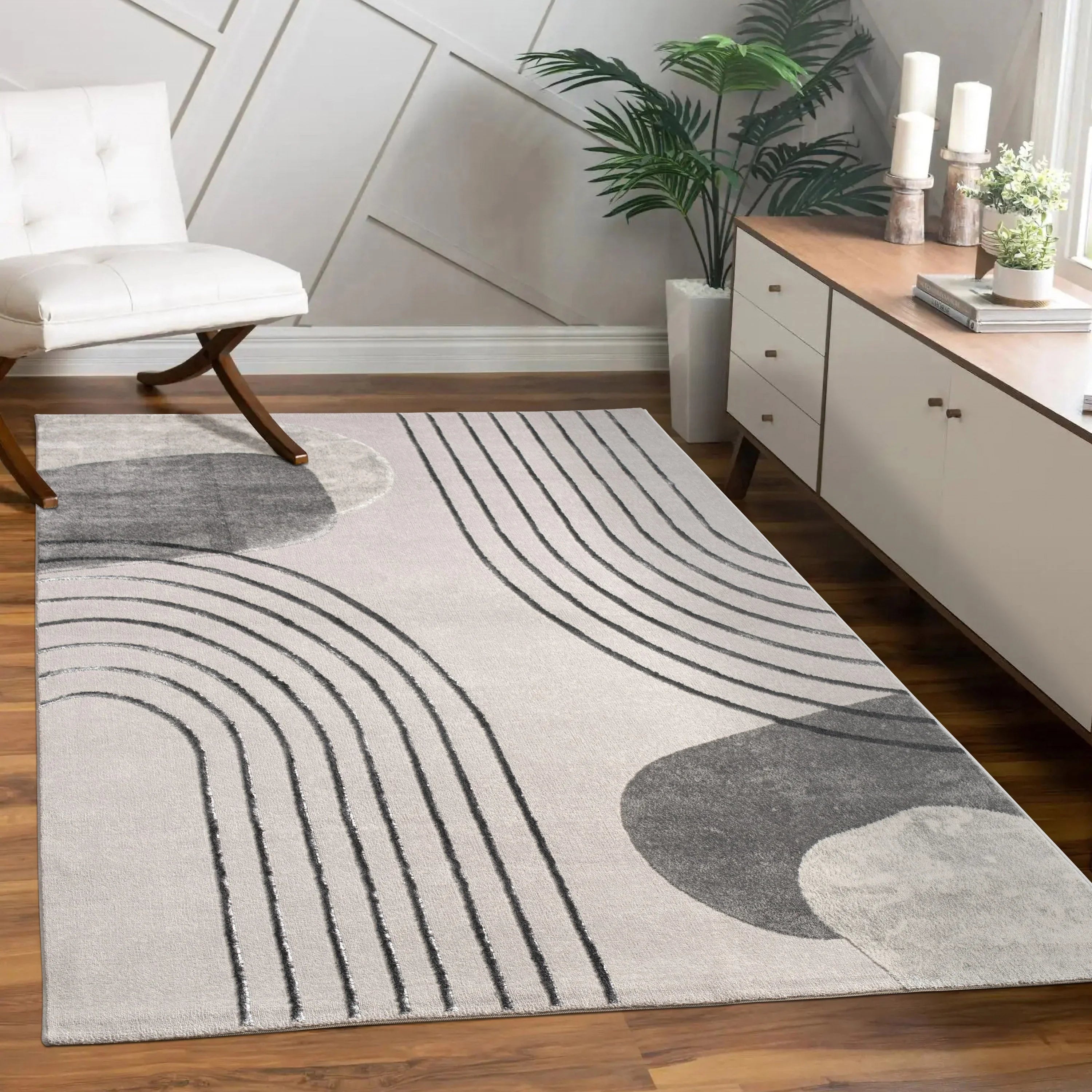 Area Rug Tuana Modern Carved Lines, lifestyle image - House Of Avana
