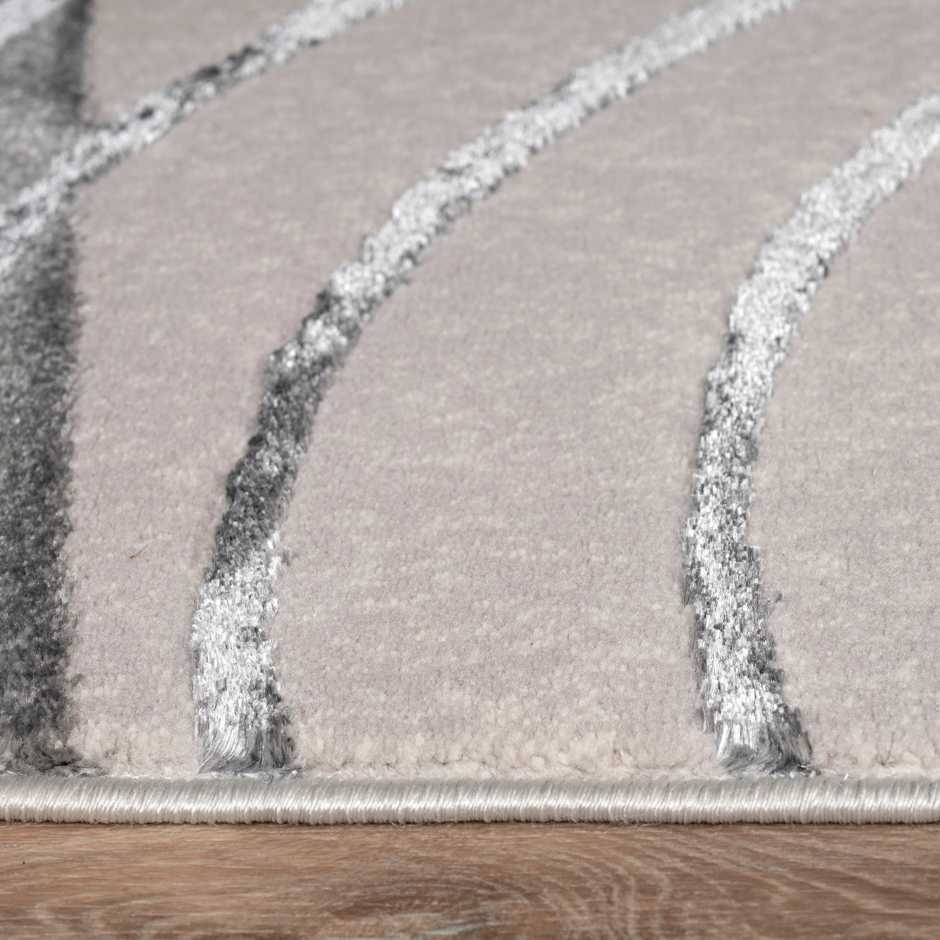 Area Rug Tuana Modern Carved Lines, angled view - House Of Avana