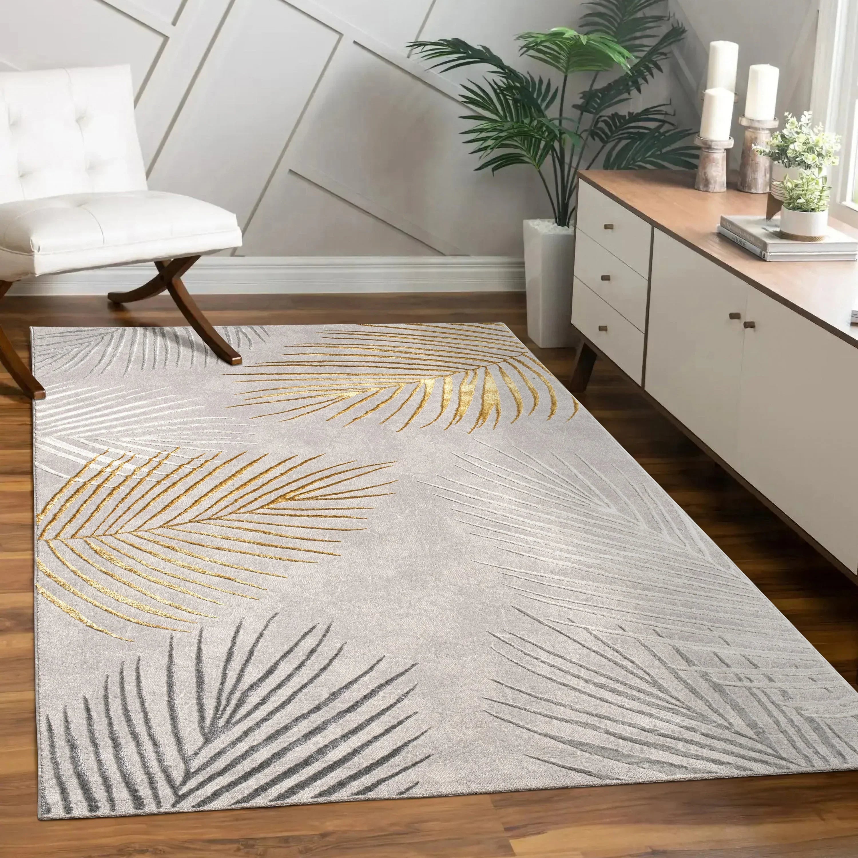 Area Rug Tuana with Elegant Palm Tree Design, lifestyle image - House Of Avana