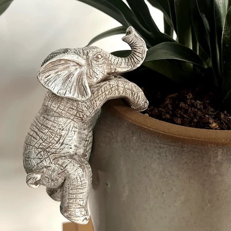 [Art Deco Elephant Planter] Art Deco Elephant Hanging Planter | Elegant Resin Garden & Balcony Decoration, Perfect Gift for Animal Lovers & Aesthetes, No Electricity Needed, Detailed Texture House Of Avana