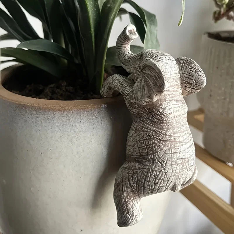 [Art Deco Elephant Planter] Art Deco Elephant Hanging Planter | Elegant Resin Garden & Balcony Decoration, Perfect Gift for Animal Lovers & Aesthetes, No Electricity Needed, Detailed Texture House Of Avana