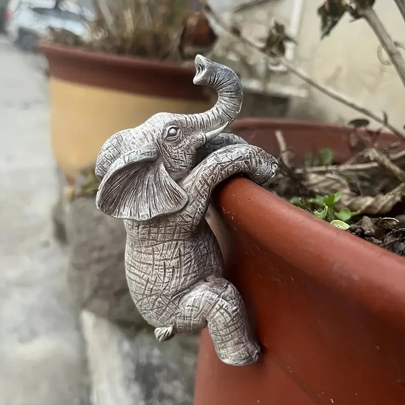 [Art Deco Elephant Planter] Art Deco Elephant Hanging Planter | Elegant Resin Garden & Balcony Decoration, Perfect Gift for Animal Lovers & Aesthetes, No Electricity Needed, Detailed Texture House Of Avana