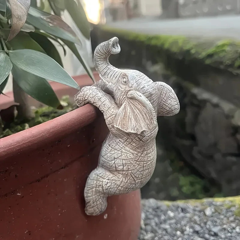 [Art Deco Elephant Planter] Art Deco Elephant Hanging Planter | Elegant Resin Garden & Balcony Decoration, Perfect Gift for Animal Lovers & Aesthetes, No Electricity Needed, Detailed Texture House Of Avana