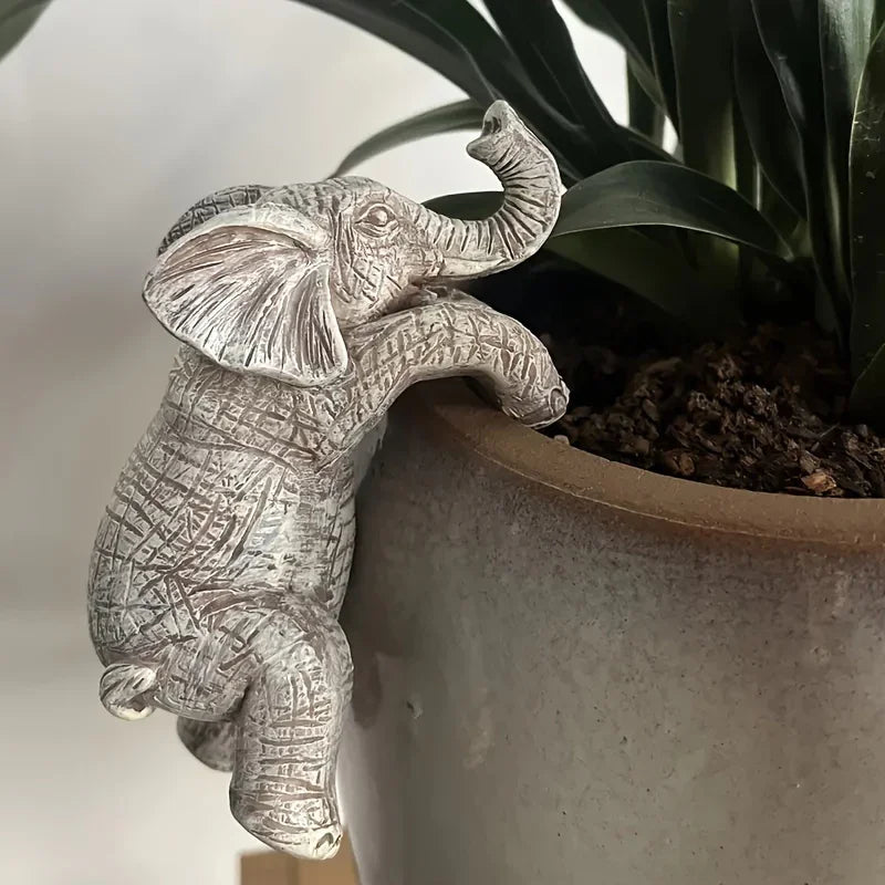 [Art Deco Elephant Planter] Art Deco Elephant Hanging Planter | Elegant Resin Garden & Balcony Decoration, Perfect Gift for Animal Lovers & Aesthetes, No Electricity Needed, Detailed Texture House Of Avana