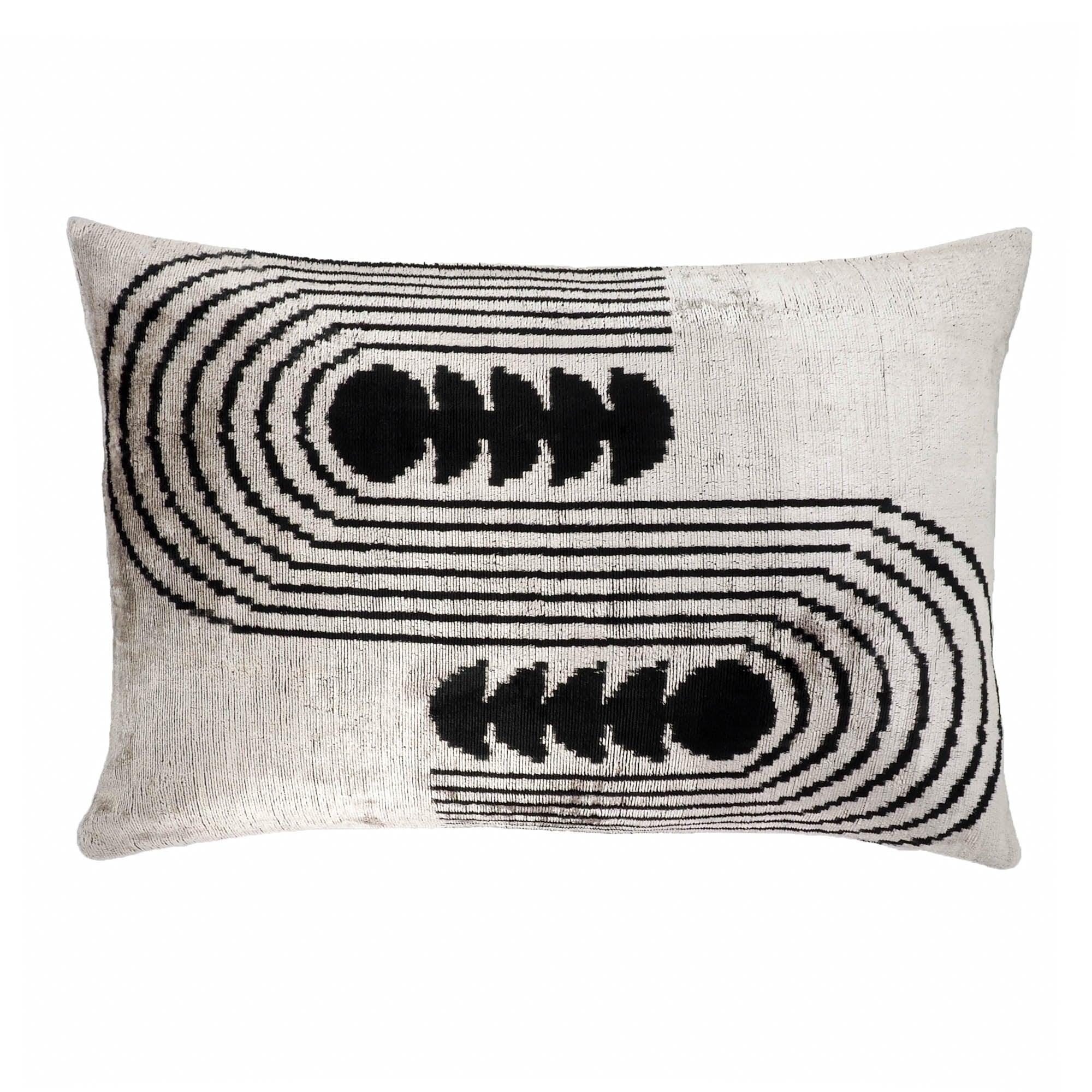 Art Deco Silk Velvet Ikat Throw Pillow Cover X 24, back view - House Of Avana
