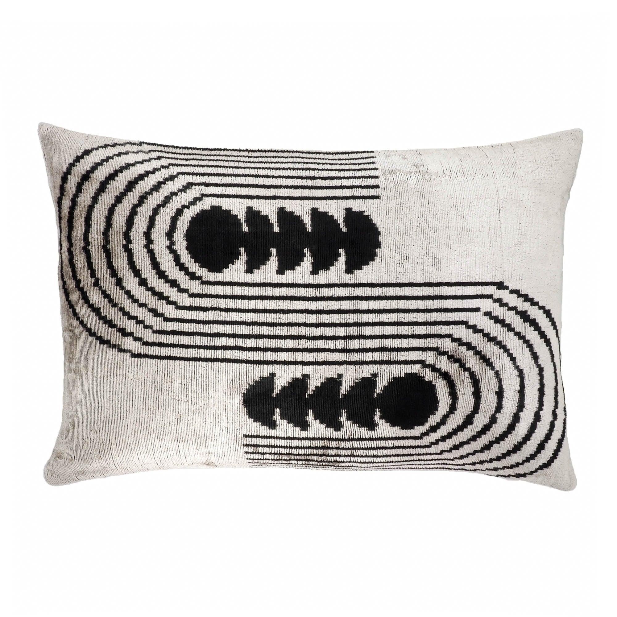 Art Deco Silk Velvet Ikat Throw Pillow Cover X 24, front view - House Of Avana