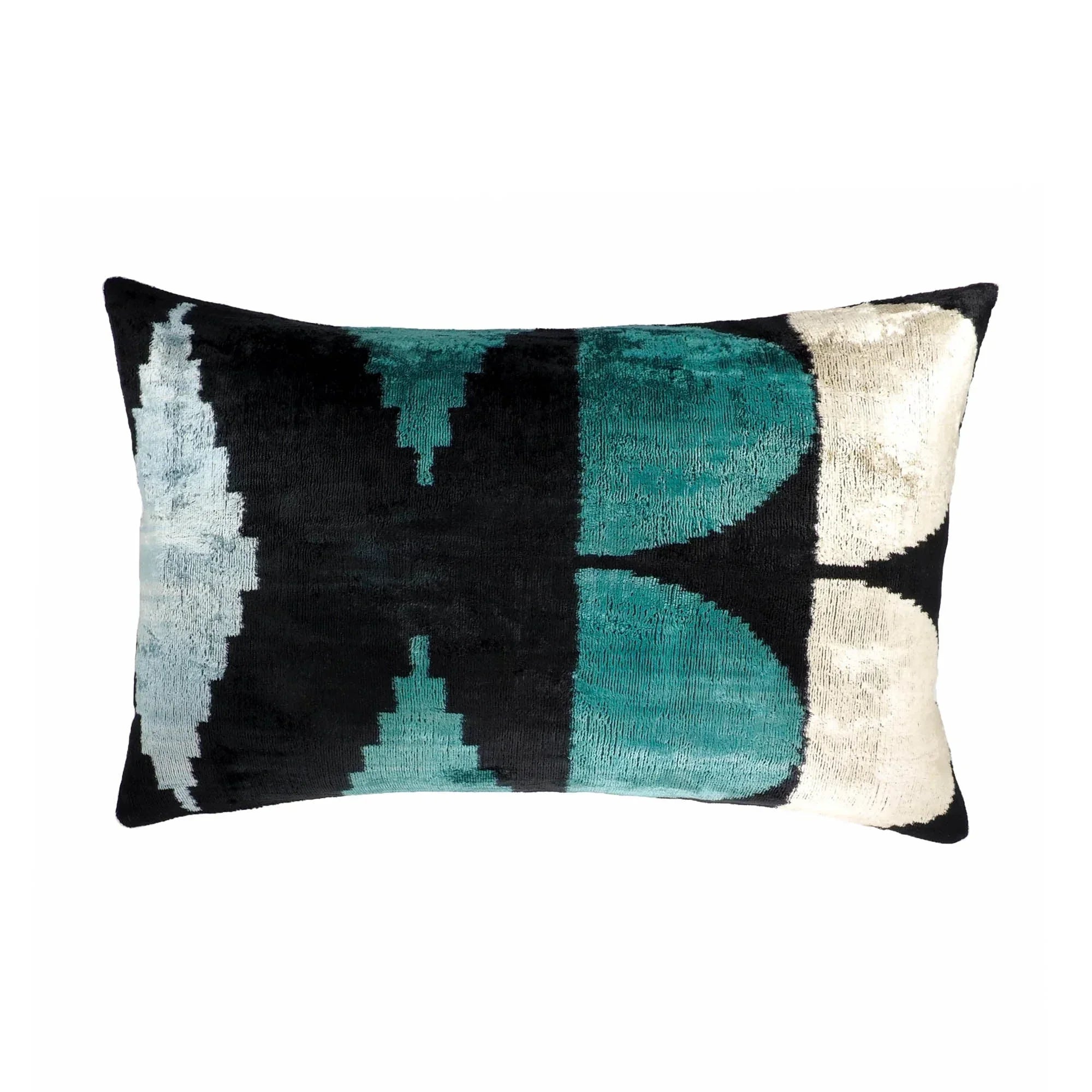 Artdeco Silk Velvet Ikat Throw Pillow Cover X 24, front view - House Of Avana
