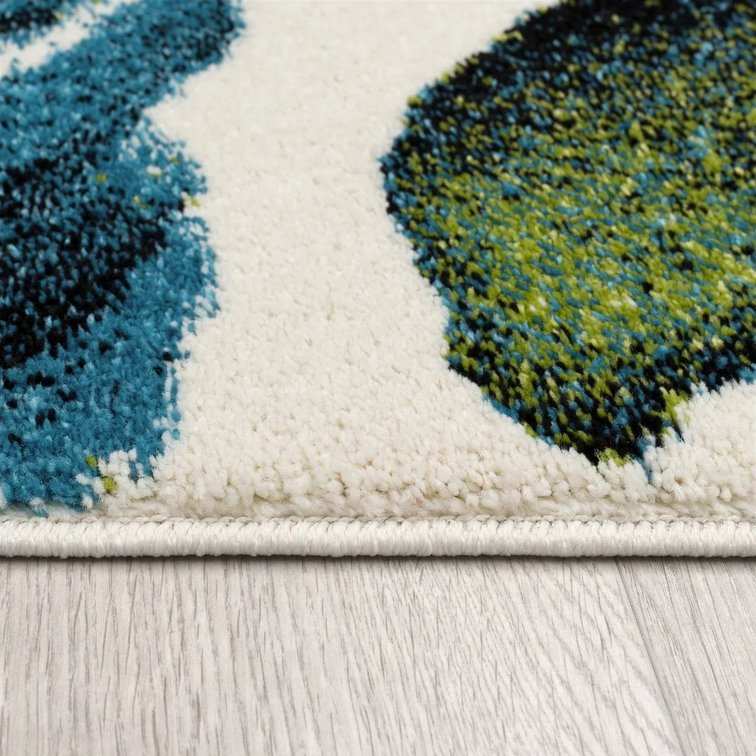 Artful Area Rug with Artful Watercolor Roses in Blue, side view - House Of Avana