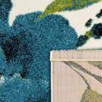 Artful Area Rug with Artful Watercolor Roses in Blue, detail shot - House Of Avana