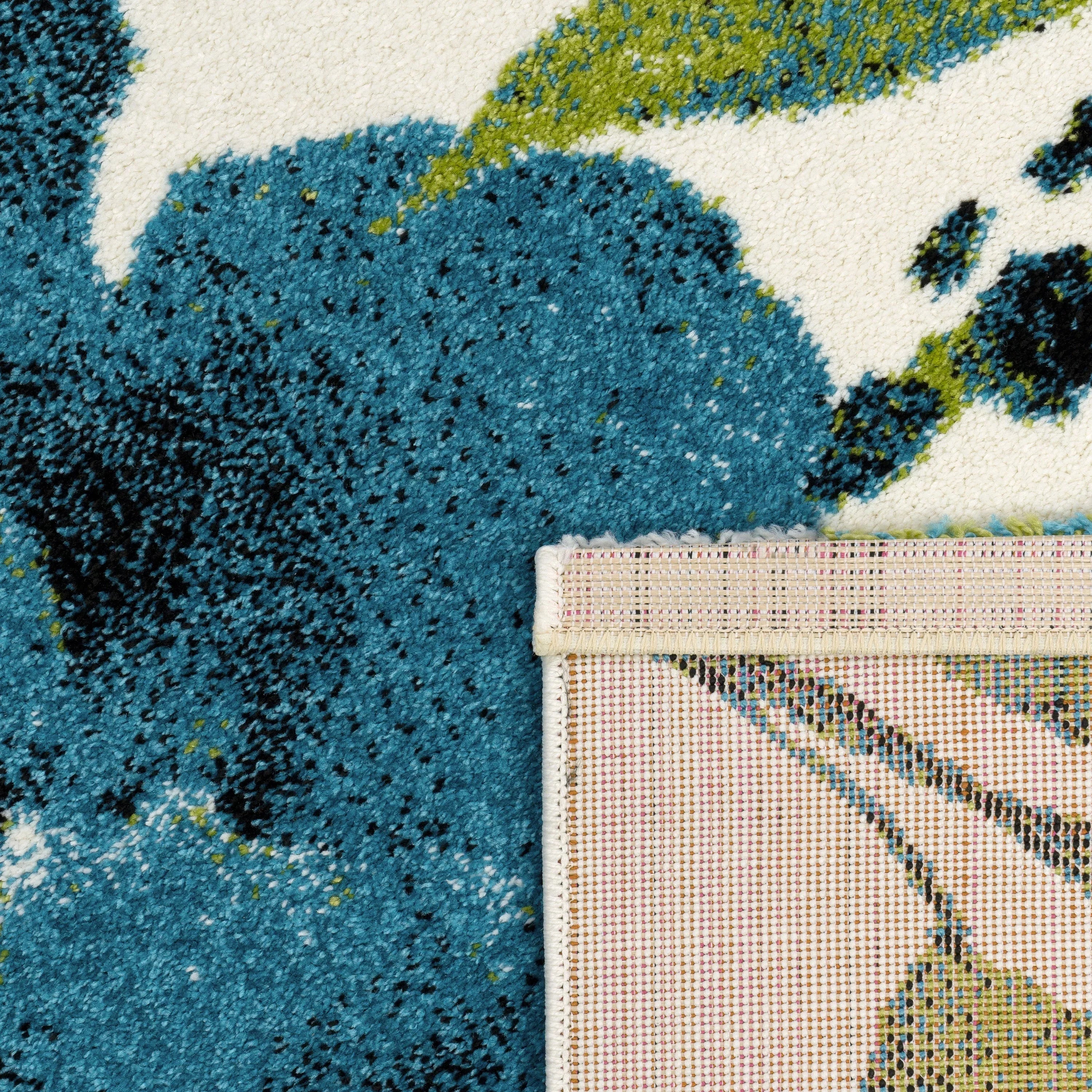 Artful Area Rug with Artful Watercolor Roses in Blue, detail shot - House Of Avana