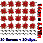 Artificial Christmas Flowers, 14cm Red with Golden Edges and Clips, texture detail - House Of Avana