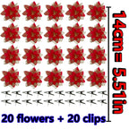 Artificial Christmas Flowers, 14cm Red with Golden Edges and Clips, texture detail - House Of Avana [[SKU:HOA-FLR-026]]