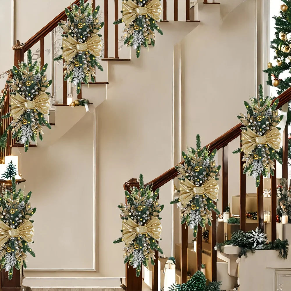 Artificial Christmas Wreath 60cm Decorative Staircase Garland, detail shot - House Of Avana