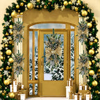 Artificial Christmas Wreath 60cm Decorative Staircase Garland, angled view - House Of Avana