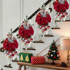 Artificial Christmas Wreath 60cm Non-luminous Staircase Hanging Decoration, back view - House Of Avana