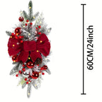 Artificial Christmas Wreath 60cm Non-luminous Staircase Hanging Decoration, angled view - House Of Avana