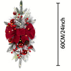 Artificial Christmas Wreath 60cm Non-luminous Staircase Hanging Decoration, angled view - House Of Avana [[SKU:HOA-FLR-049]]