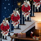 Artificial Christmas Wreath 60cm Non-luminous Staircase Hanging Decoration, angled view - House Of Avana