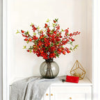 Artificial Floral Pomegranate Decoration with Red Winterberry Berries and Dark Stems, back view - House Of Avana