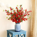 Artificial Floral Pomegranate Decoration with Red Winterberry Berries and Dark Stems, detail shot - House Of Avana