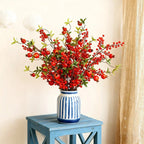 Artificial Floral Pomegranate Decoration with Red Winterberry Berries and Dark Stems, detail shot - House Of Avana [[SKU:HOA-FLR-020]]