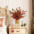 Artificial Floral Pomegranate Decoration with Red Winterberry Berries and Dark Stems, angled view - House Of Avana [[SKU:HOA-FLR-020]]
