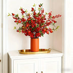 Artificial Floral Pomegranate Decoration with Red Winterberry Berries and Dark Stems, angled view - House Of Avana
