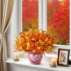 Artificial Flowers, Mixed Orange & Yellow Daisy, S Autumn Decoration, close-up view - House Of Avana