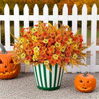 Artificial Flowers, Mixed Orange & Yellow Daisy, S Autumn Decoration, back view - House Of Avana