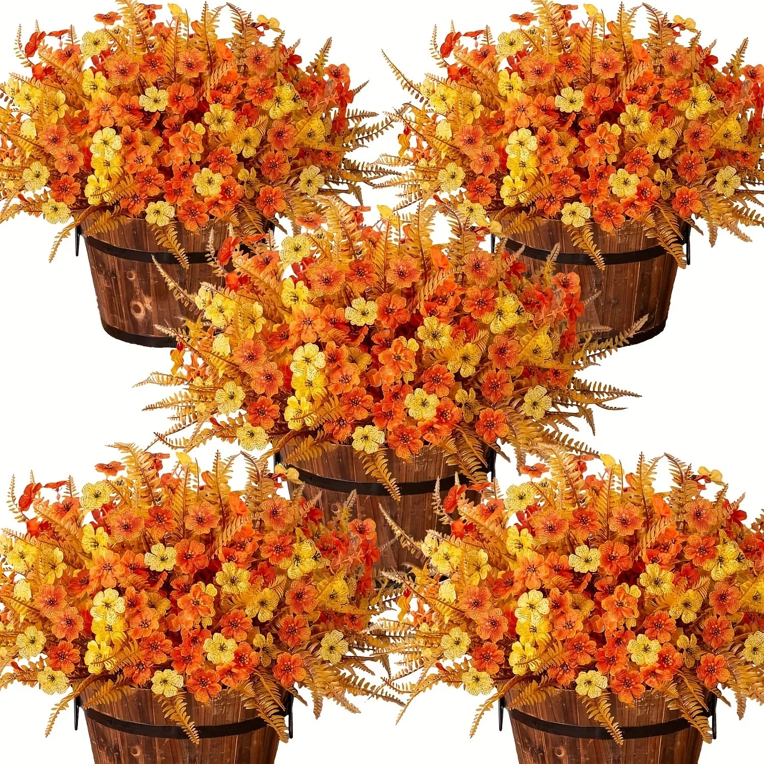 Artificial Flowers, Mixed Orange & Yellow Daisy, S Autumn Decoration, front view - House Of Avana