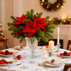Artificial Flowers, Poinsettia Set of Branches with Pine - House Of Avana [[SKU:HOA-FLR-011]]