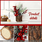 Artificial Mini Christmas Tree Centerpiece with Red Berries, Pine Cones, and Greenery in Faux Tree... - House Of Avana