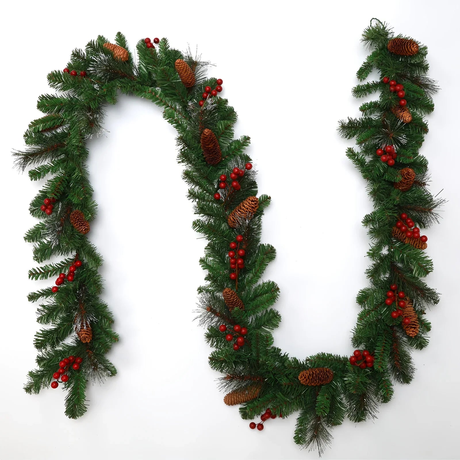 Artificial Pine Garland with Pine Cones, Extra Long, front view - House Of Avana