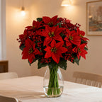 Artificial Poinsettia Flower Bundle - Red Christmas Wreath with Foliage, top view - House Of Avana