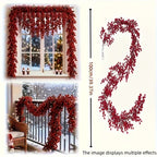 Artificial Poinsettia Garland 2-pack Faux Holly Ivy Vine, texture detail - House Of Avana [[SKU:HOA-FLR-035]]