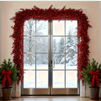 Artificial Poinsettia Garland 2-pack Faux Holly Ivy Vine, side view - House Of Avana [[SKU:HOA-FLR-035]]