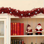 Artificial Poinsettia Garland 2-pack Faux Holly Ivy Vine, lifestyle image - House Of Avana [[SKU:HOA-FLR-035]]