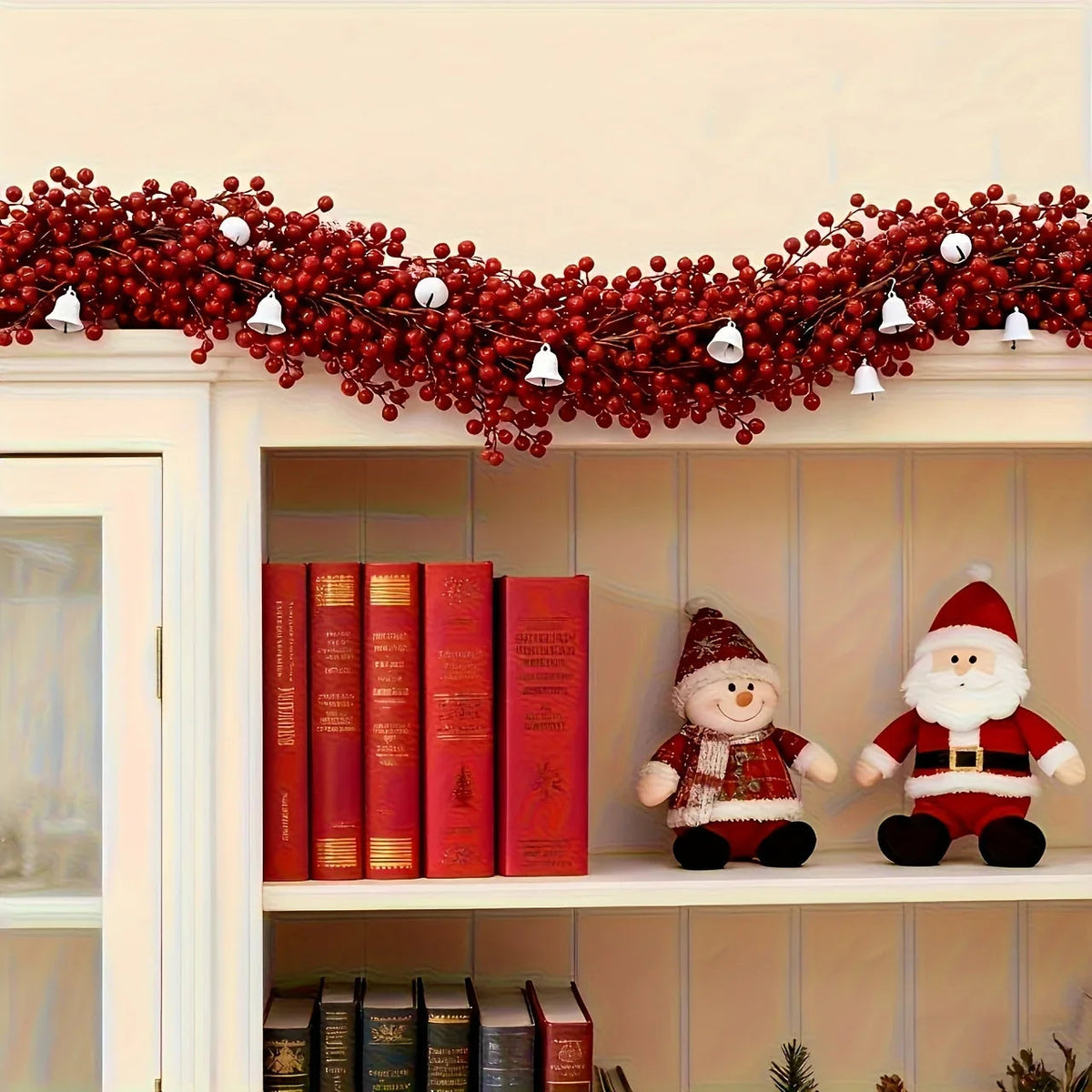 Artificial Poinsettia Garland 2-pack Faux Holly Ivy Vine, lifestyle image - House Of Avana [[SKU:HOA-FLR-035]]