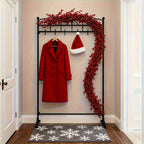 Artificial Poinsettia Garland 2-pack Faux Holly Ivy Vine, top view - House Of Avana