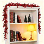 Artificial Poinsettia Garland 2-pack Faux Holly Ivy Vine, angled view - House Of Avana
