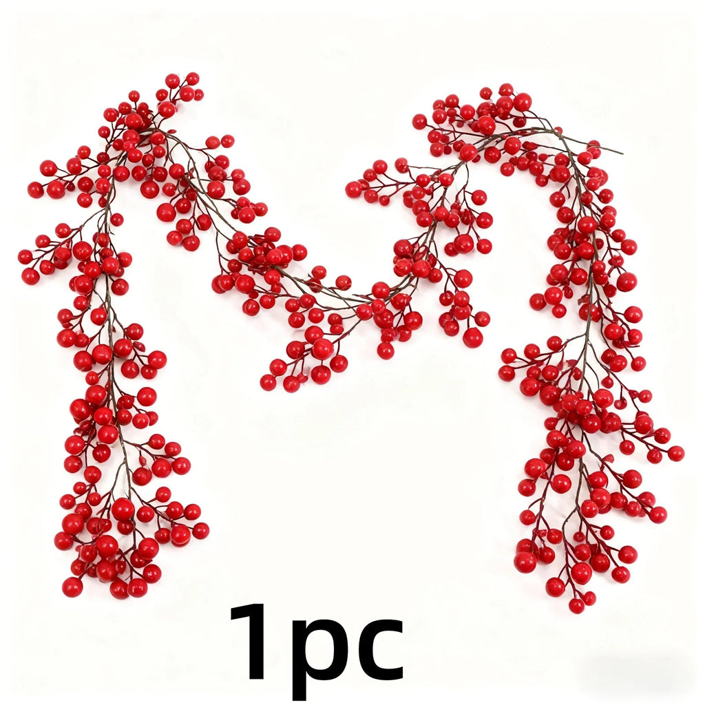 Artificial Red Berry Christmas Ivy Vine, 200cm Long with Red Berries, alternate view - House Of Avana [[SKU:HOA-FLR-040]]