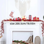 Artificial Red Berry Christmas Ivy Vine, 200cm Long with Red Berries, back view - House Of Avana